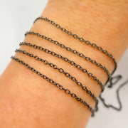 Black Rhodium Sterling Silver Smooth Oval Link Chain